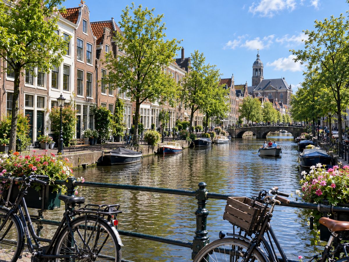 Grachtenstraat in Leiden
